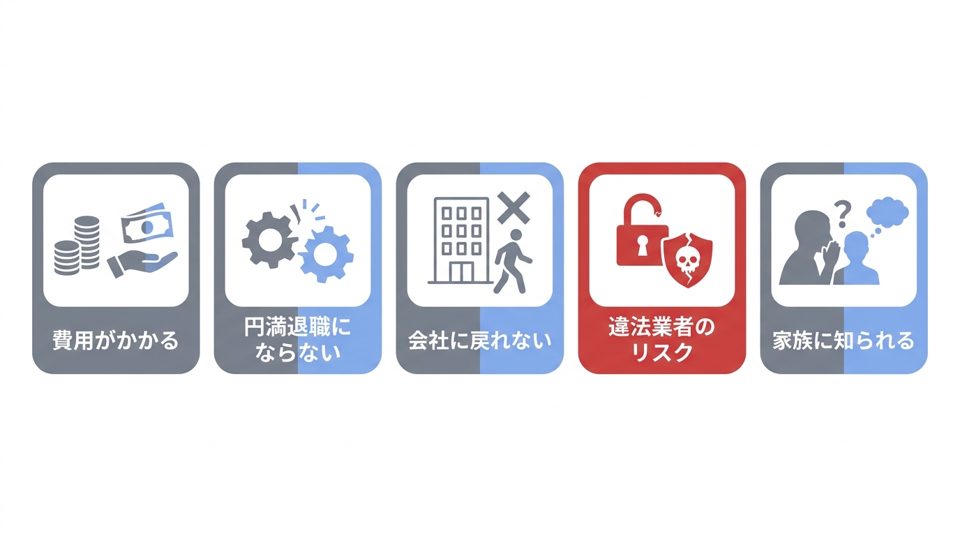 退職代行の5つのデメリットを示した図解