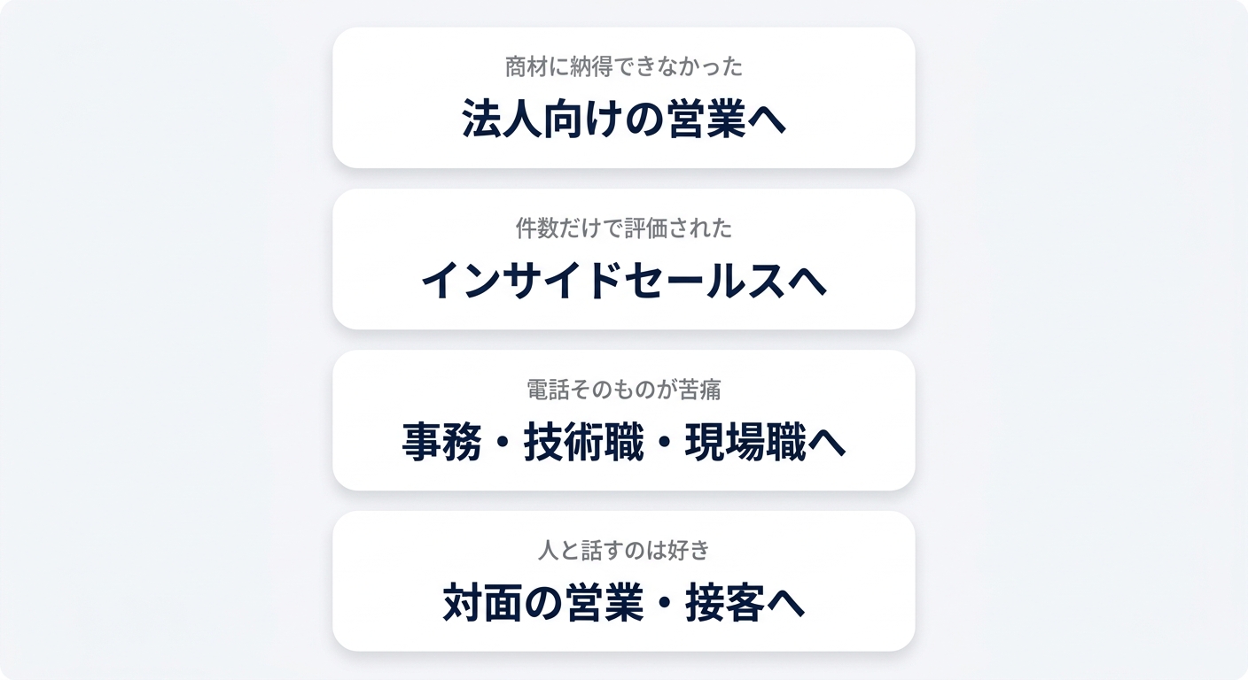 テレアポの経験が活きる転職先を整理した図解
