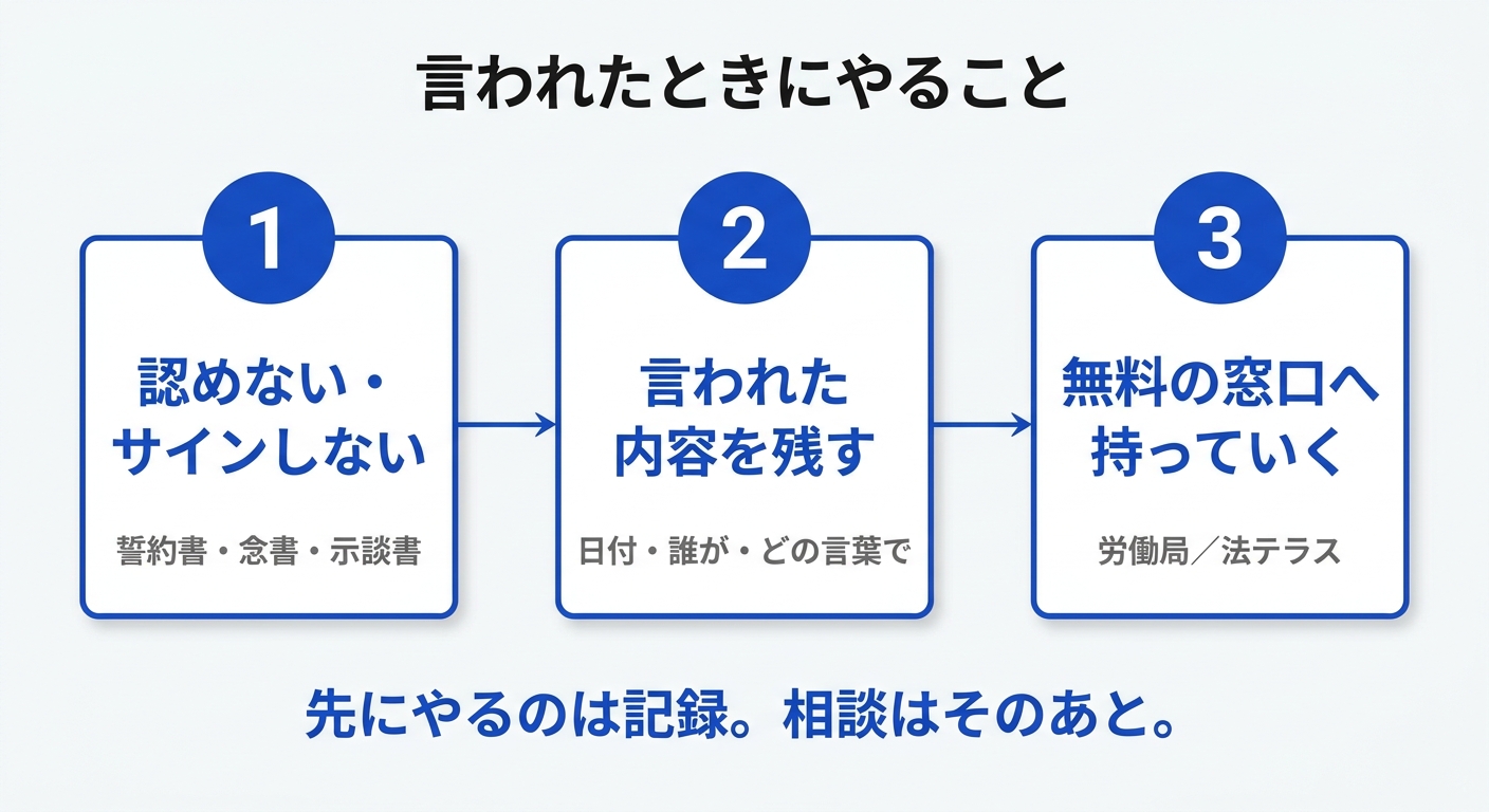 退職時に損害賠償と言われたときにやる3つのことを整理した図解