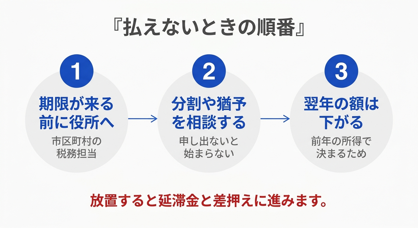 住民税が払えないときに取る手順を整理した図解