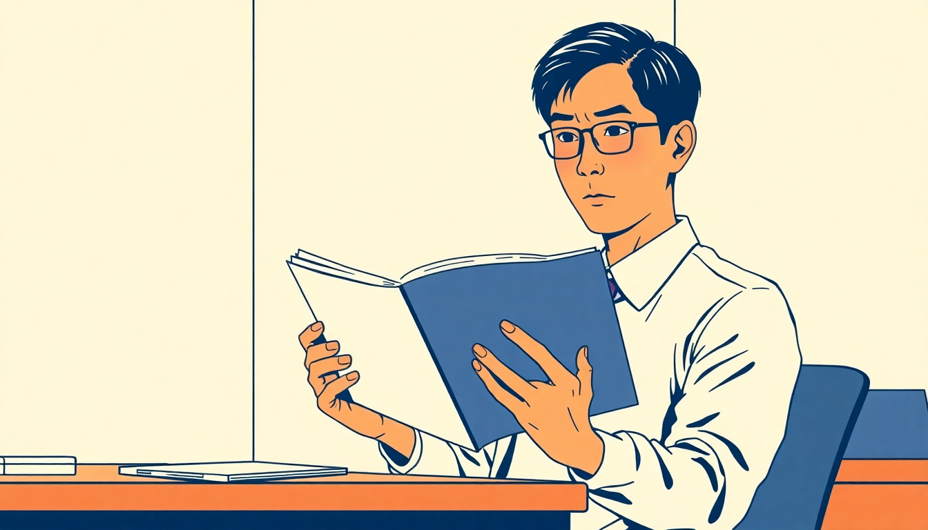 就業規則の副業の条項を読んでいる様子