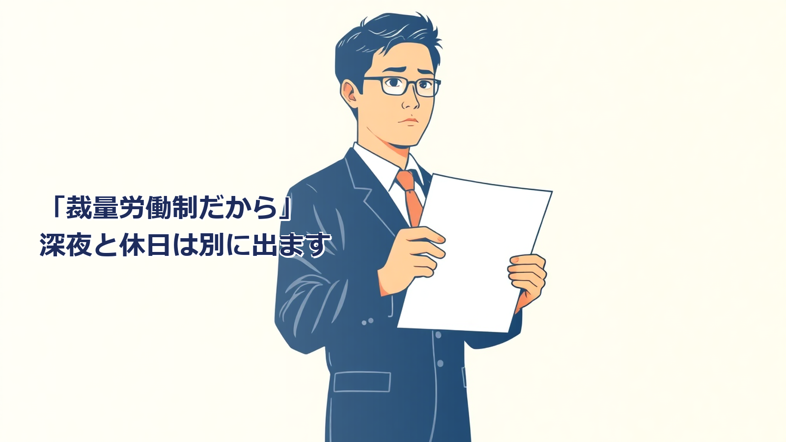 裁量労働制でも残業代は出ます|深夜と休日は実際に働いた時間で計算します