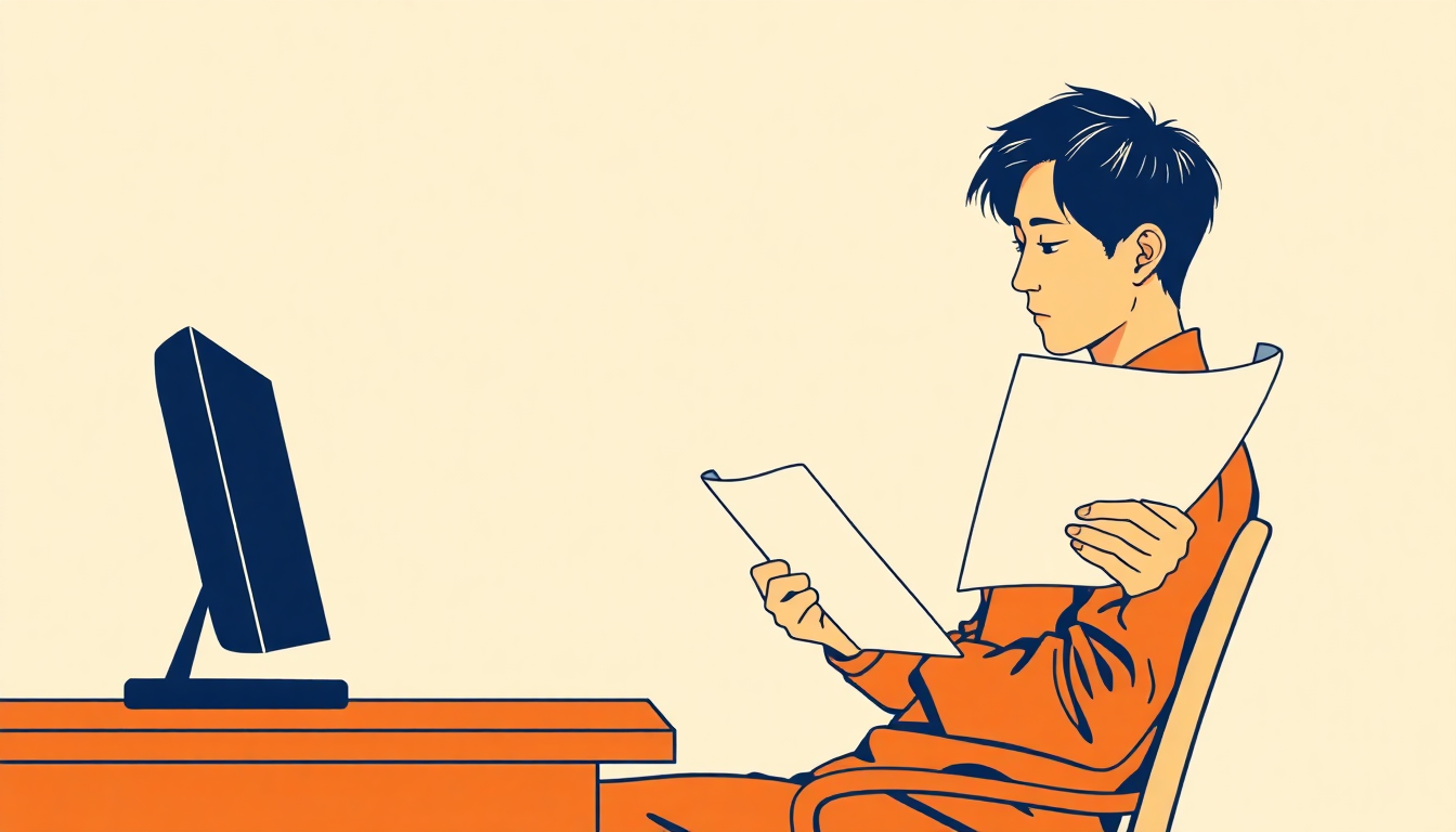 業務委託契約の書面を確認している様子